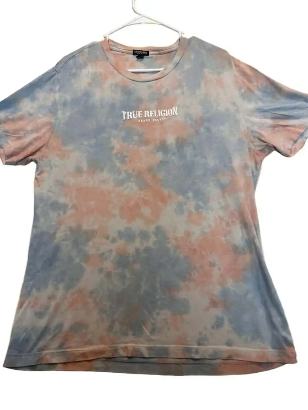 True Religion Brand Jeans Tie-Dye Short Sleeve Center Logo T-Shirt Size L